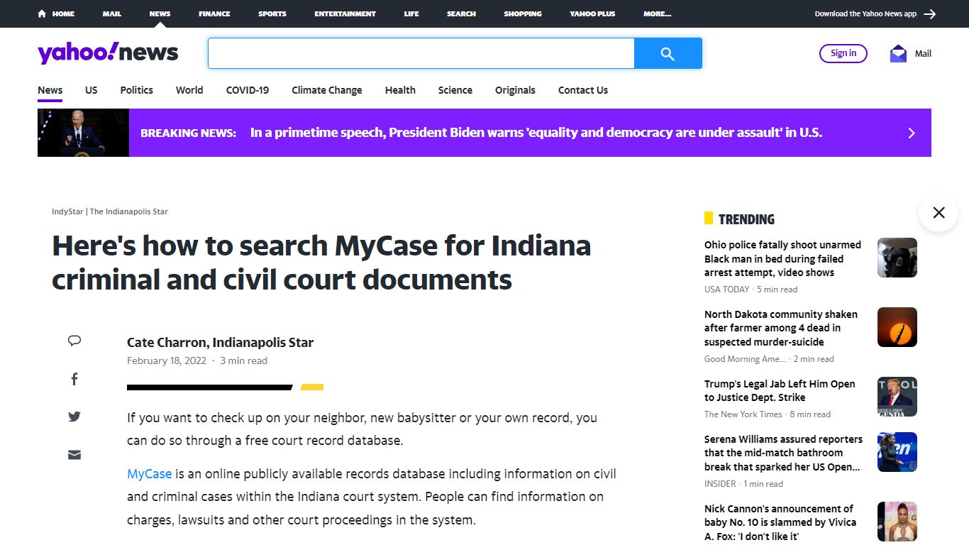 Here's how to search MyCase for Indiana criminal and civil court documents